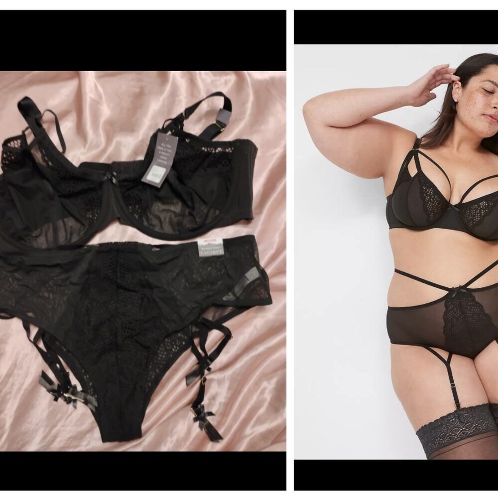 Cacique seriously sexy bra garter cheeky panty set 18 20 44f